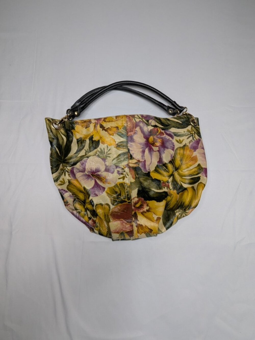 Maurizio Taiuti Leather Hobo Shoulder Purse Handbag Italy Purple Green